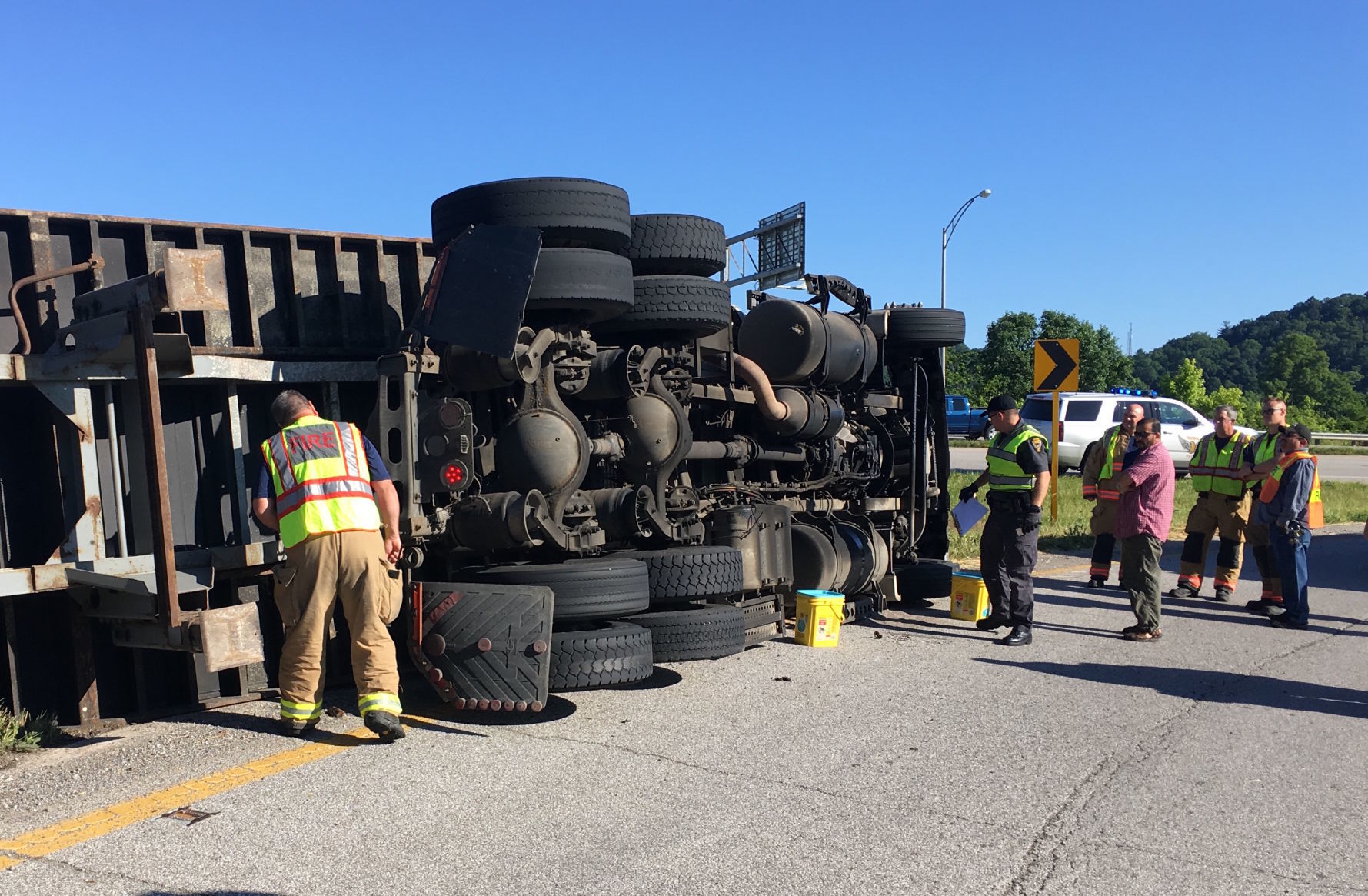 Semi overturns in Athens